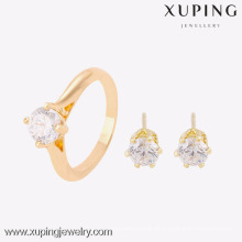 63753- Xuping Elegante 18k pendiente y anillo de 2 piezas de joyería conjunto mujeres